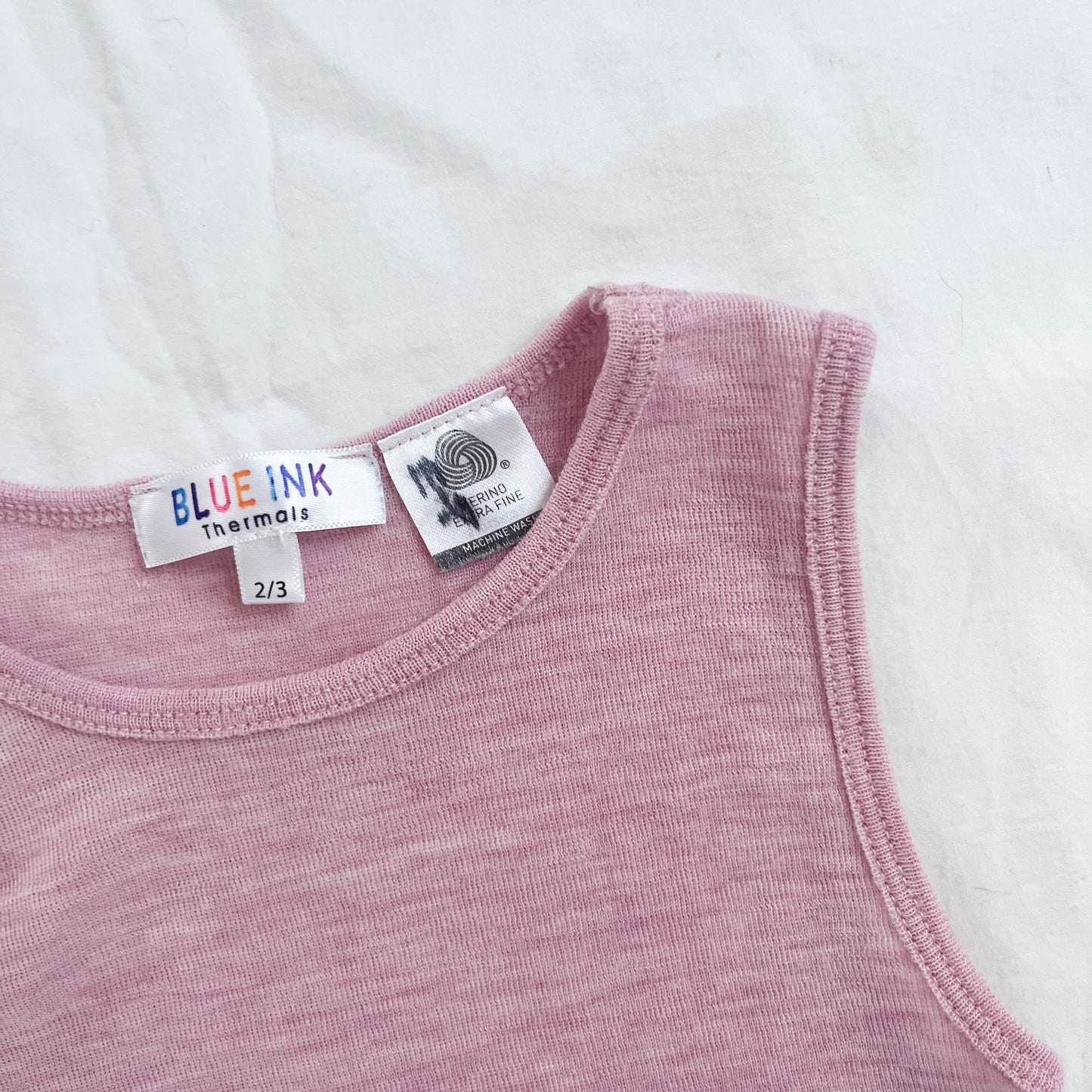 Blue ink merino singlet, size 2-3