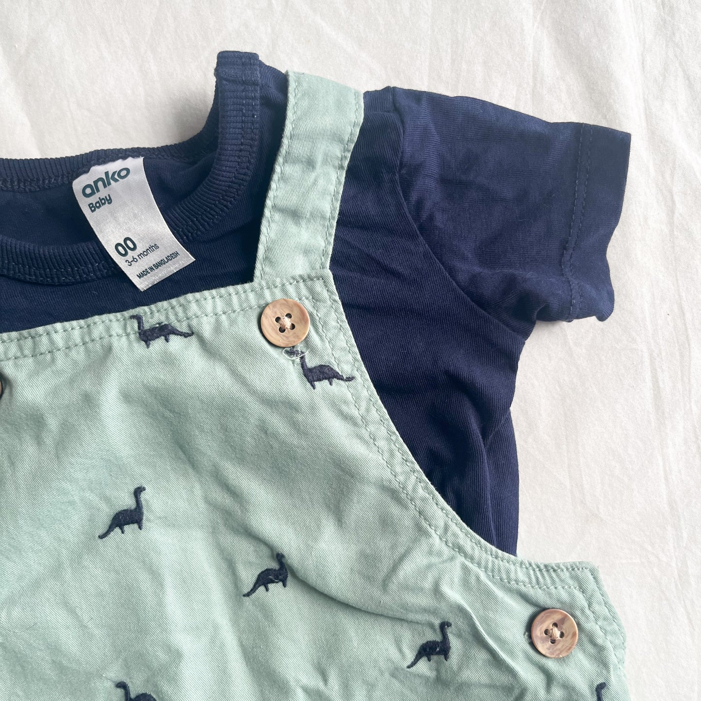 Dinosaur overall + tee set, 3-6m