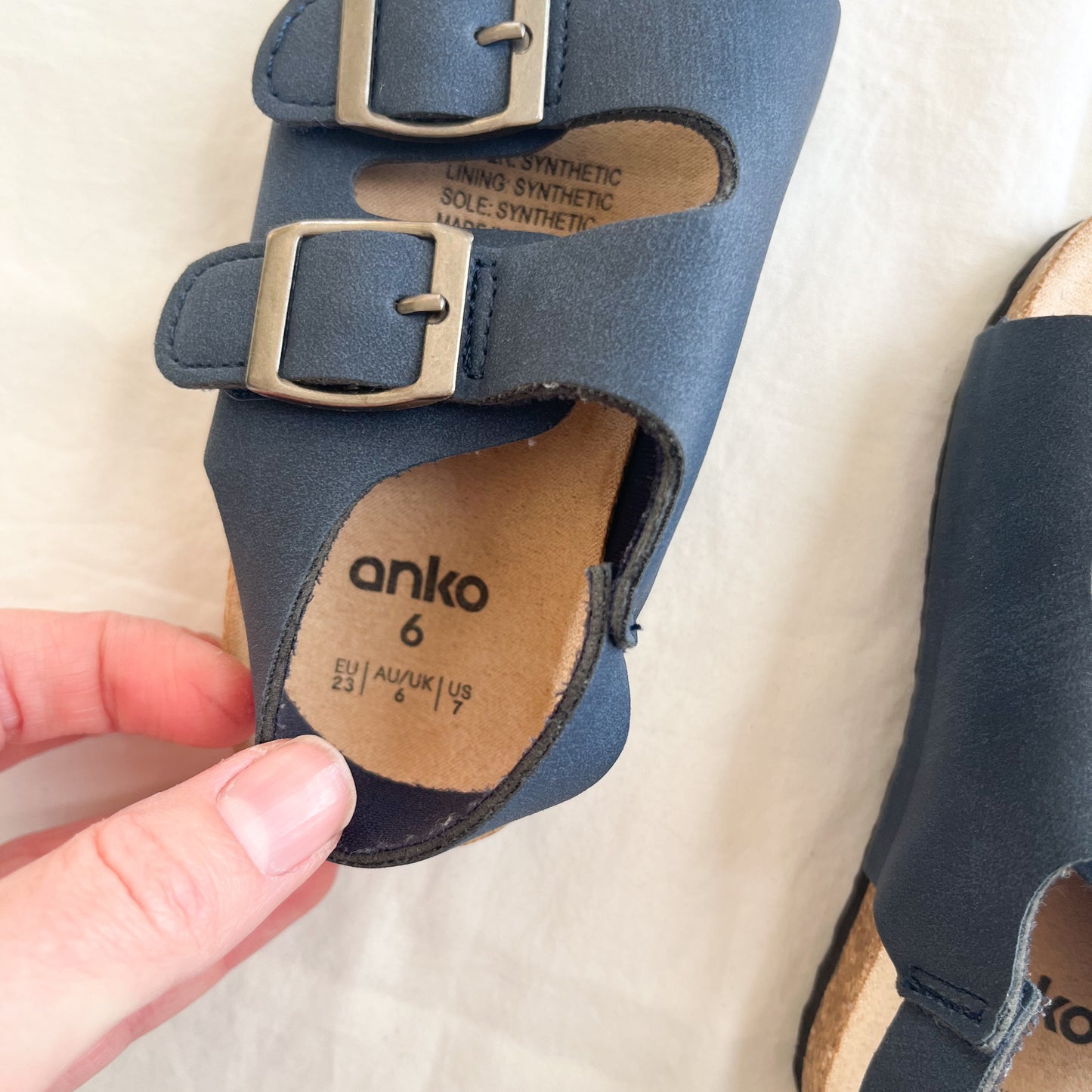 Navy sandals, US 6