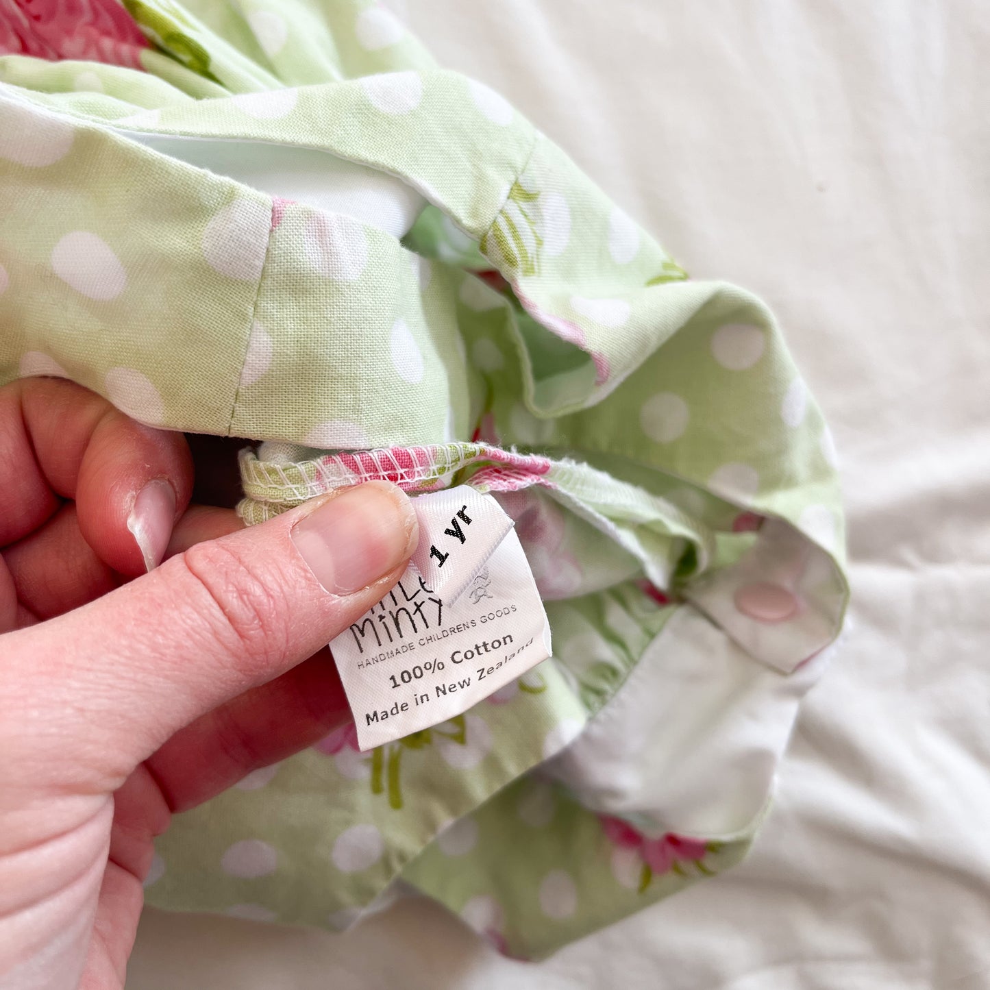 Little Minty dress, size 1 (handmade in NZ)