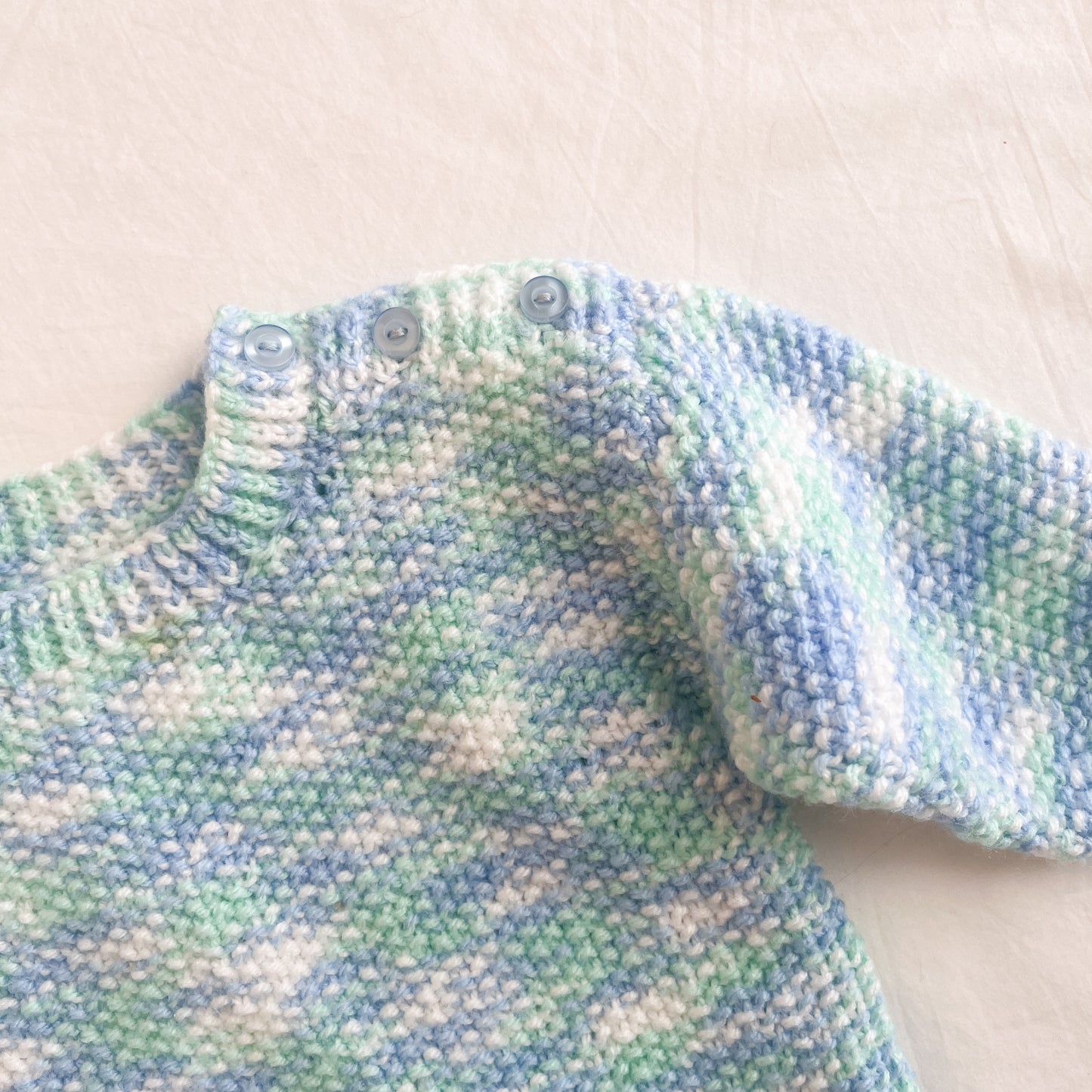 Blue blend hand knit jumper, aprox size 6-12m