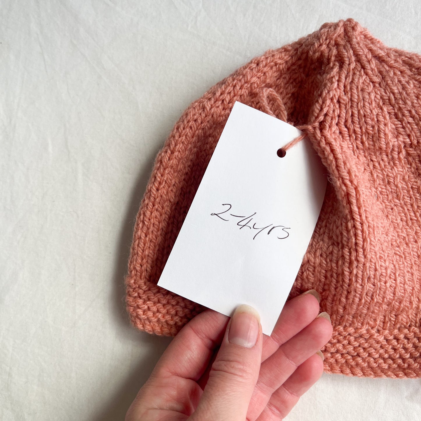 Hand knit beanie, size 2-4