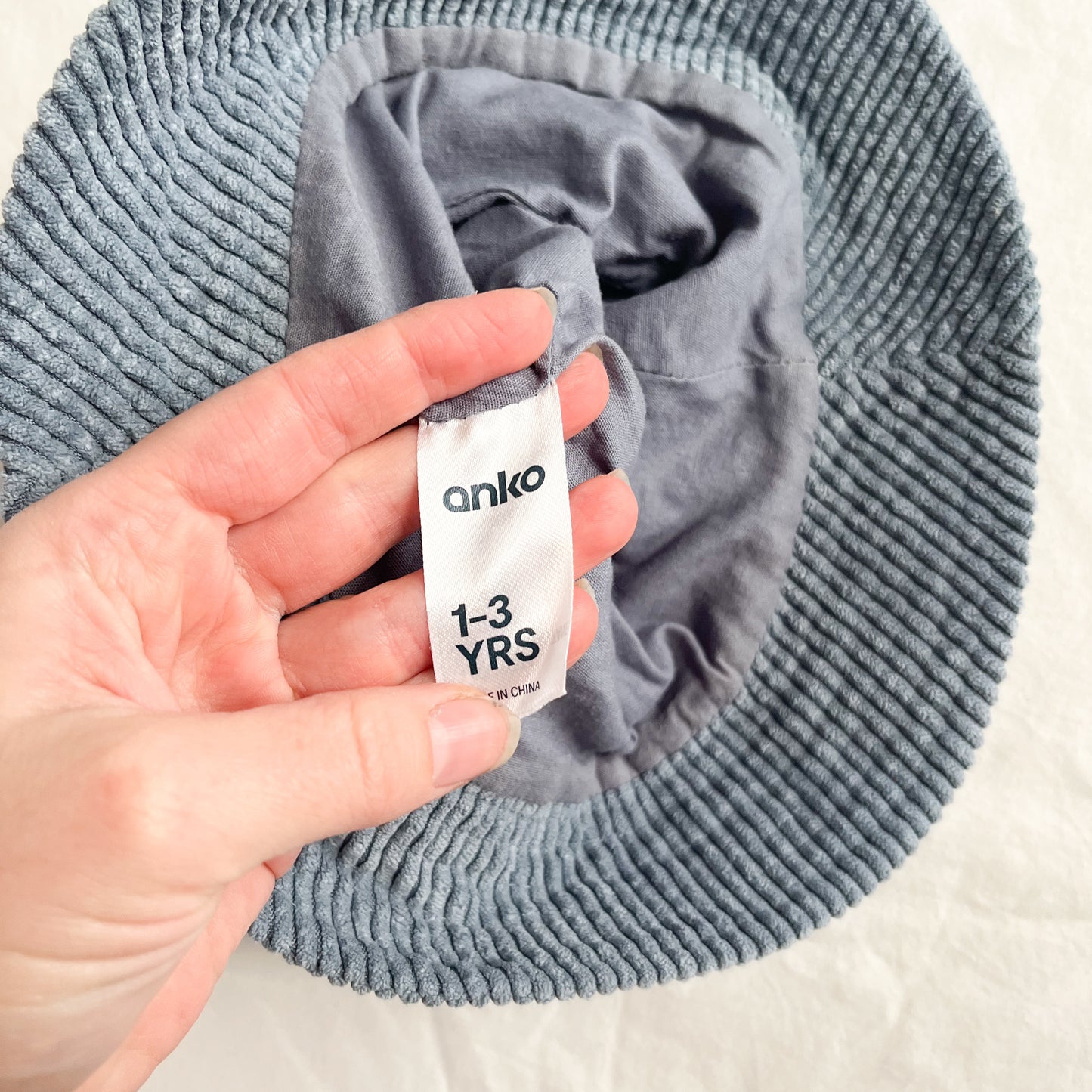 Blue cord hat, size 1-3