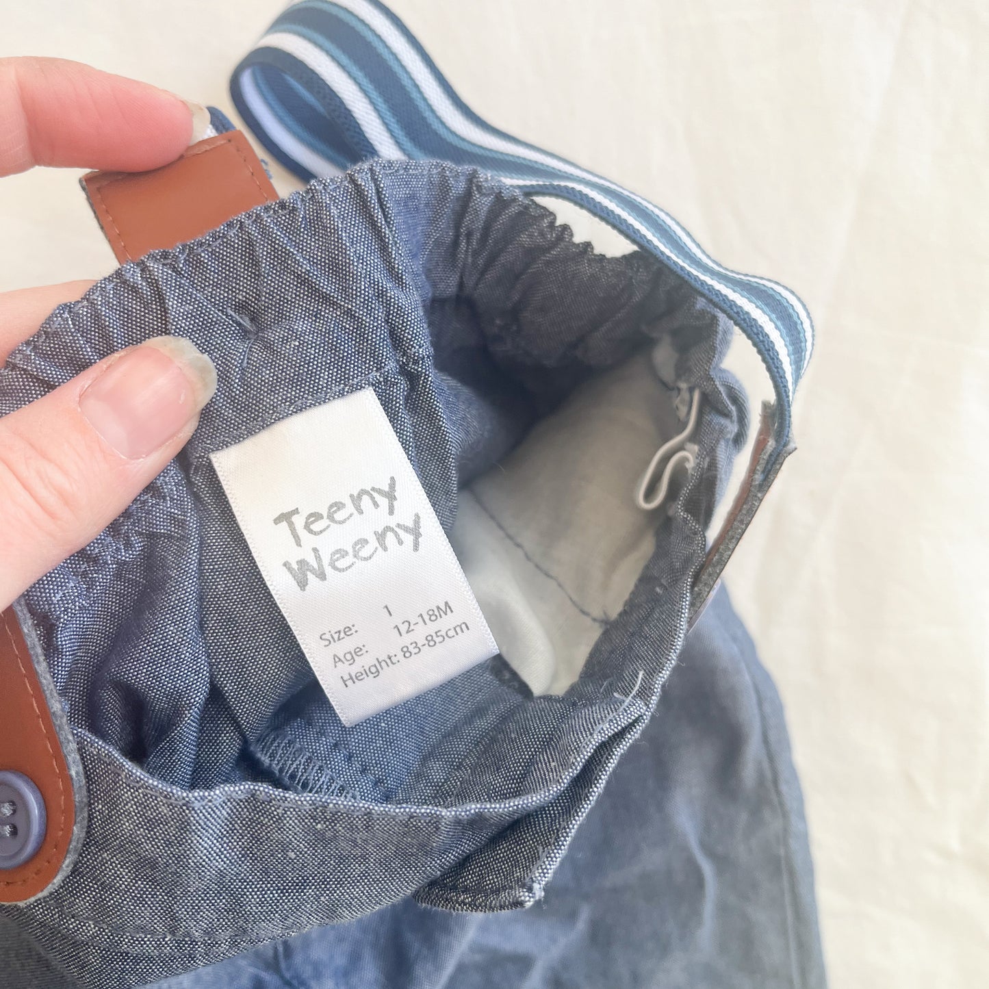 Teeny weeny suspender pants, size 1