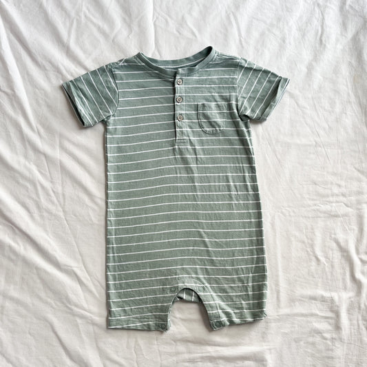 Green stripe romper, size 2