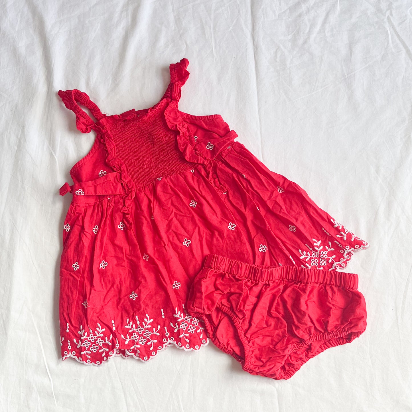 Red dress + nappy cover, size 1