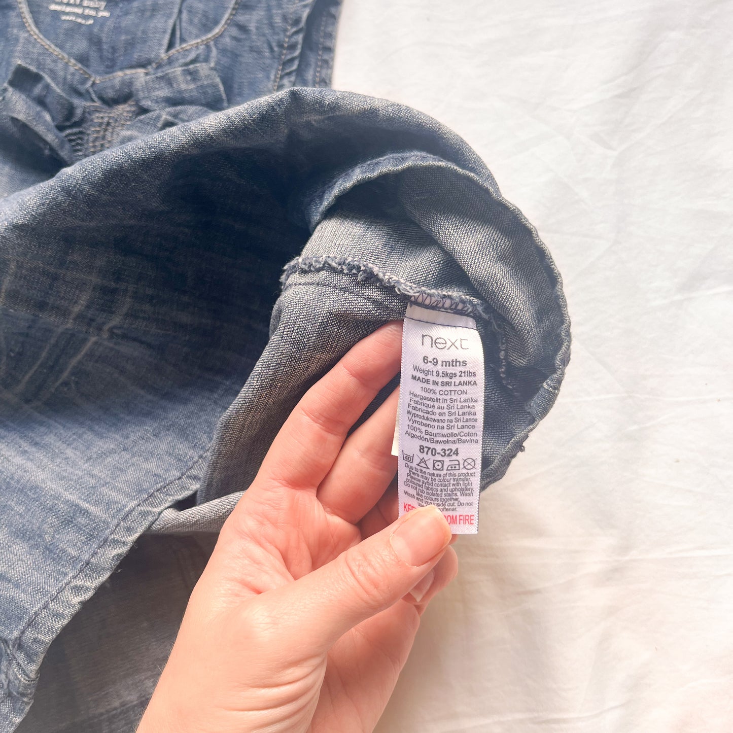 Next denim dress, 6-9m