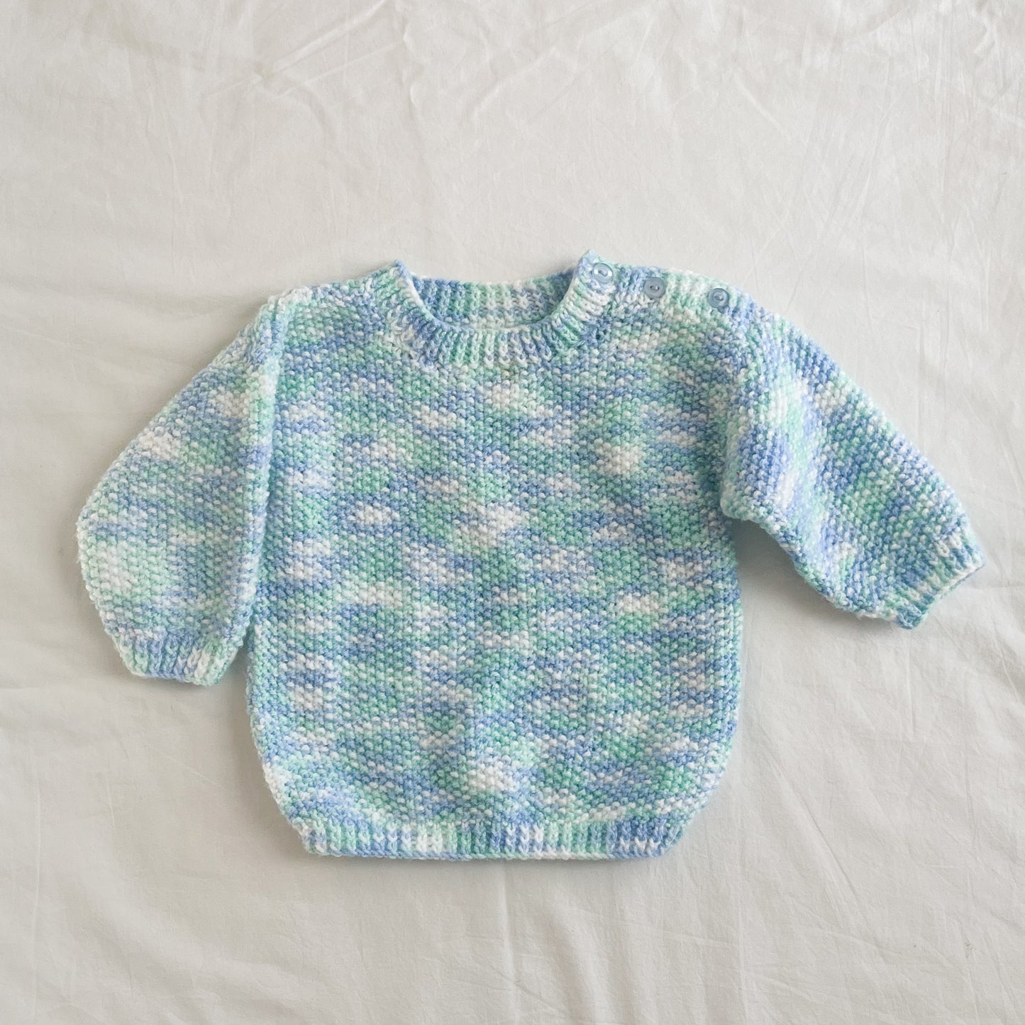 Blue blend hand knit jumper, aprox size 6-12m