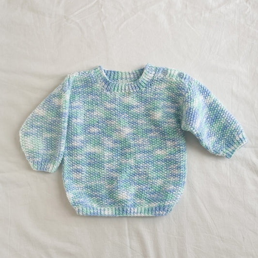 Blue blend hand knit jumper, aprox size 6-12m