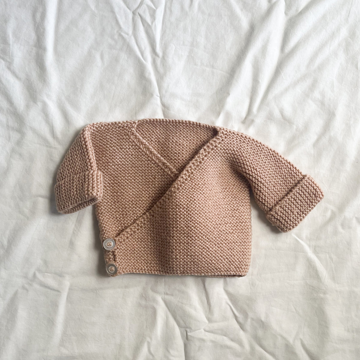 Hand knit wrap cardi, NB-3m
