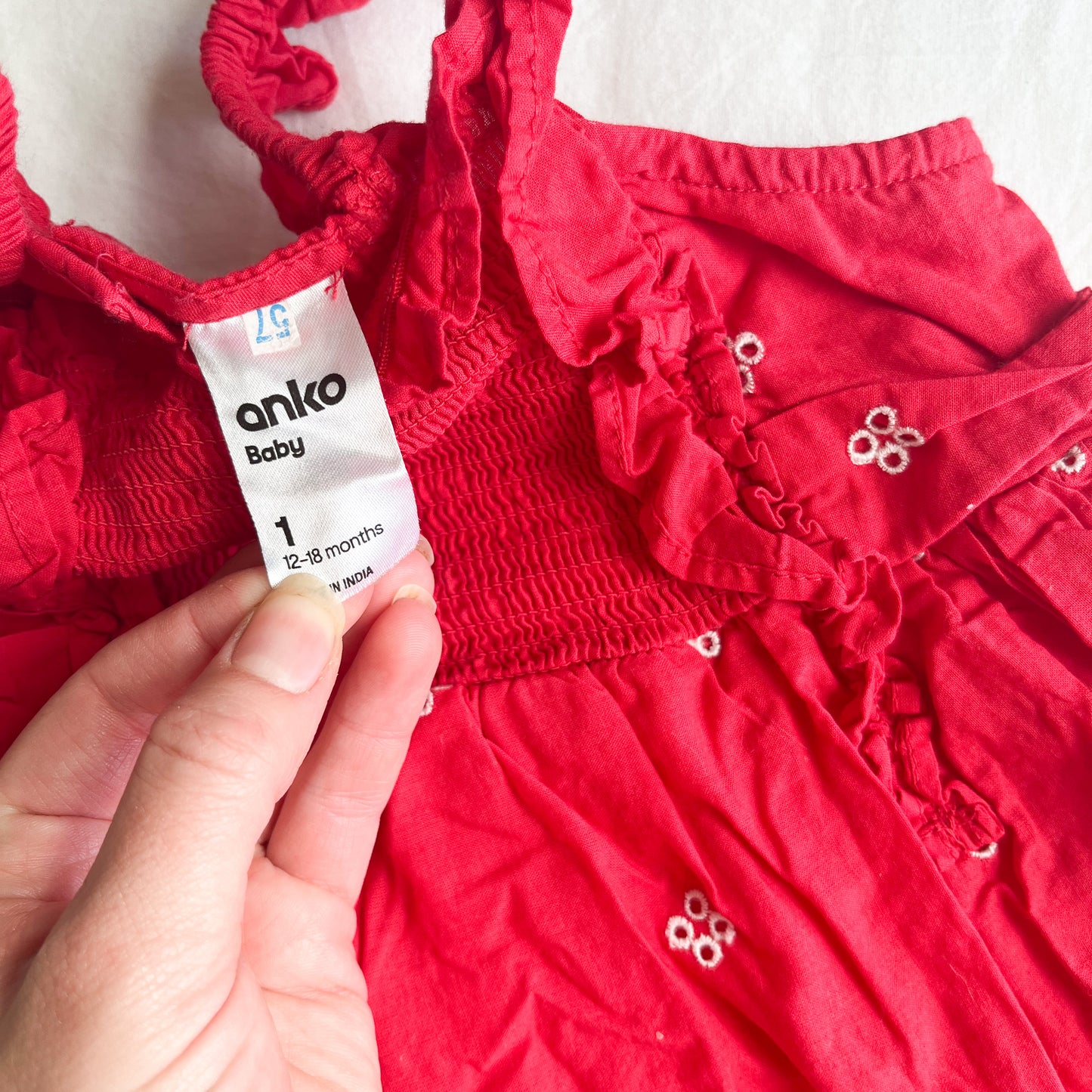 Red dress + nappy cover, size 1