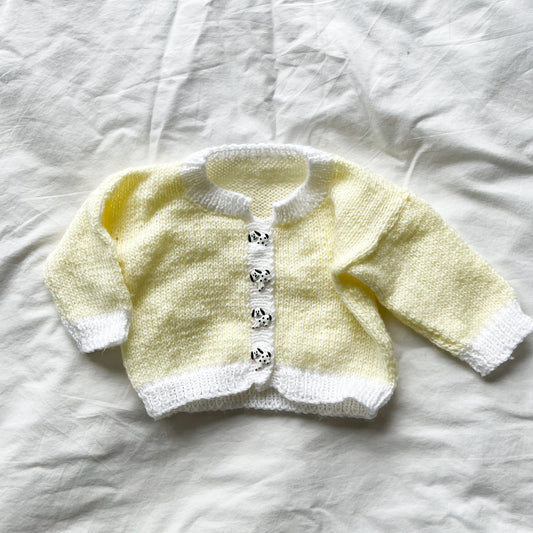 Hand knit cardi, approx size 0-3m