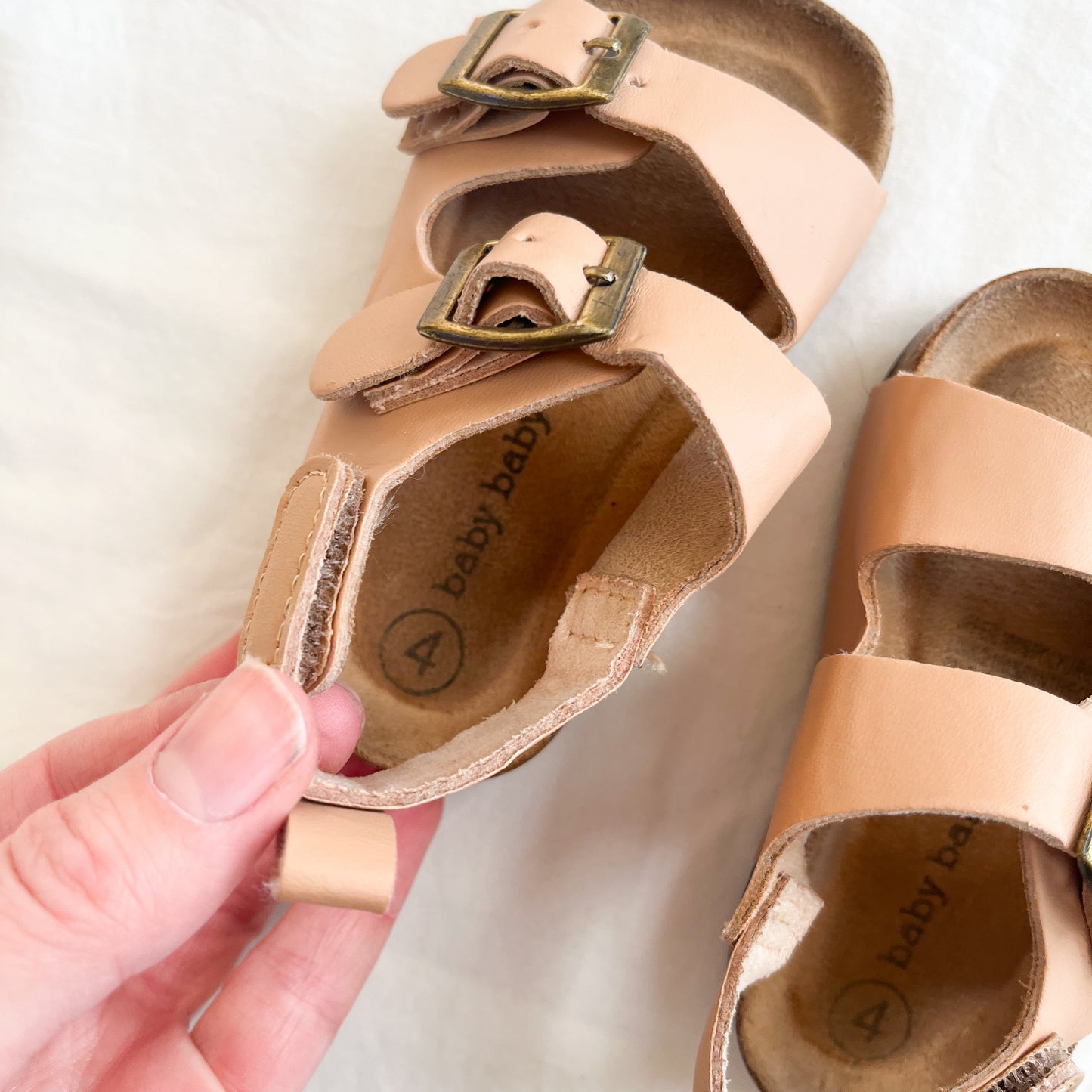 Tan sandals, US 4