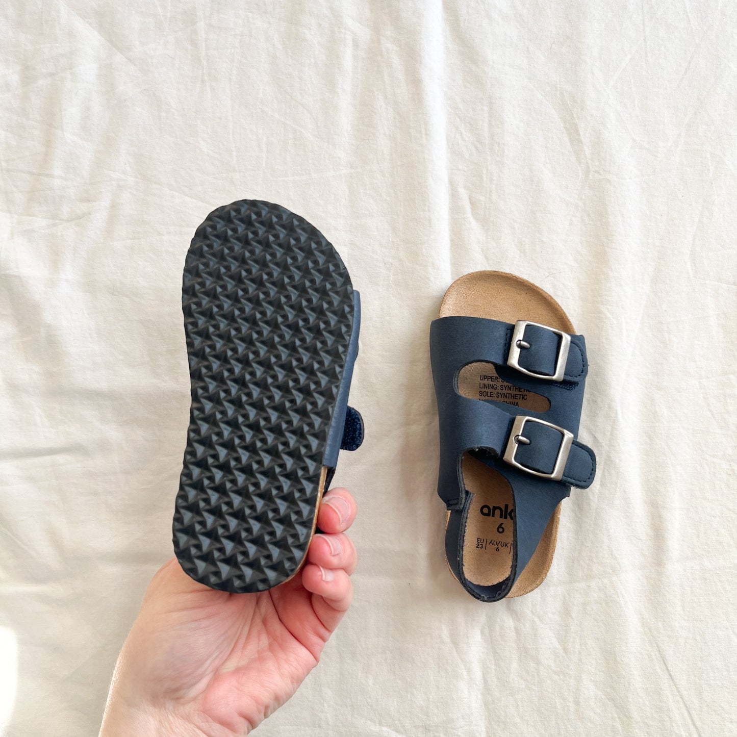 Navy sandals, US 6