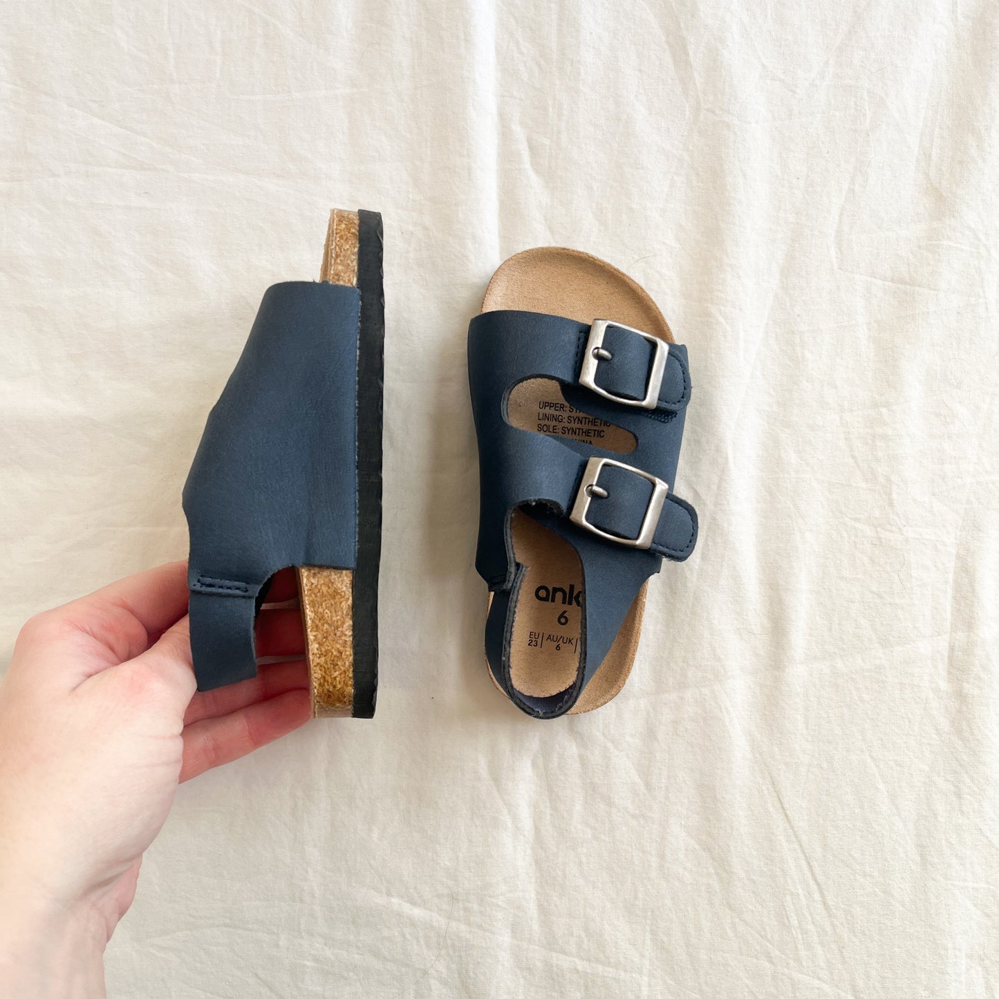 Navy sandals, US 6