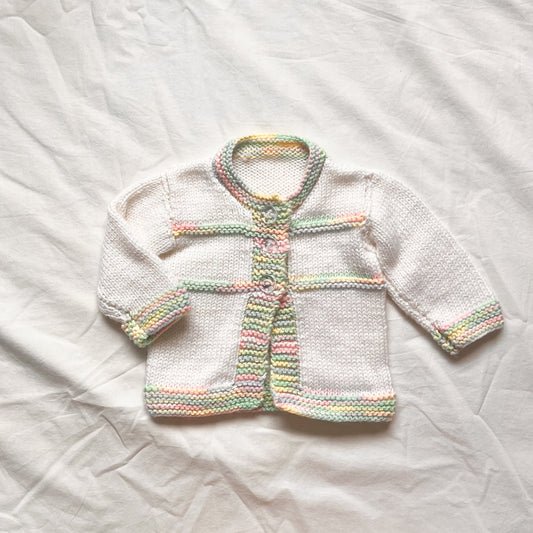 Hand knit cardi, aprox 0-3m