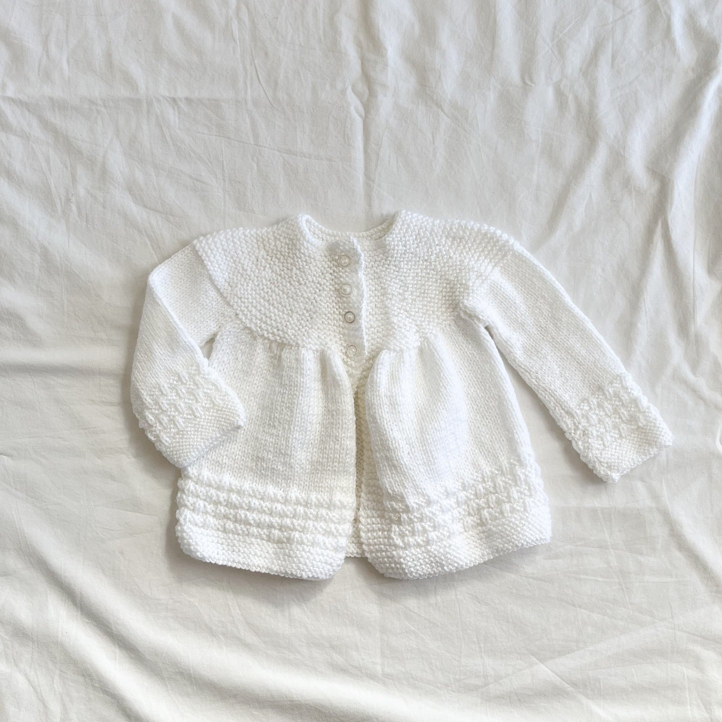 Hand knit cardi, aprox 3-6m