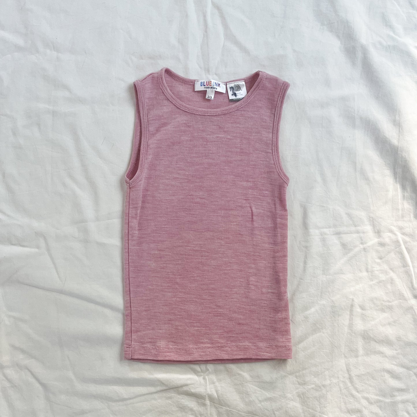 Blue ink merino singlet, size 2-3