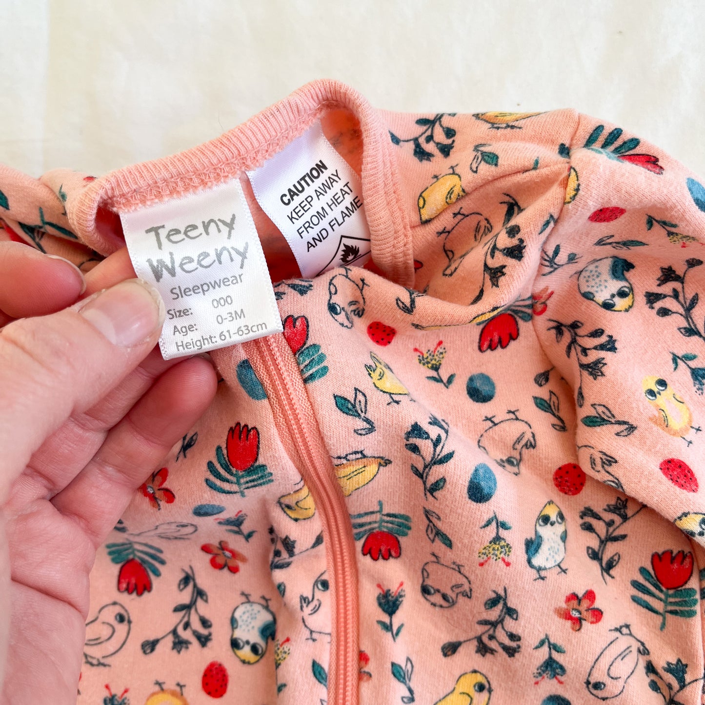 Teeny weeny fleece sleepsuit, 0-3m