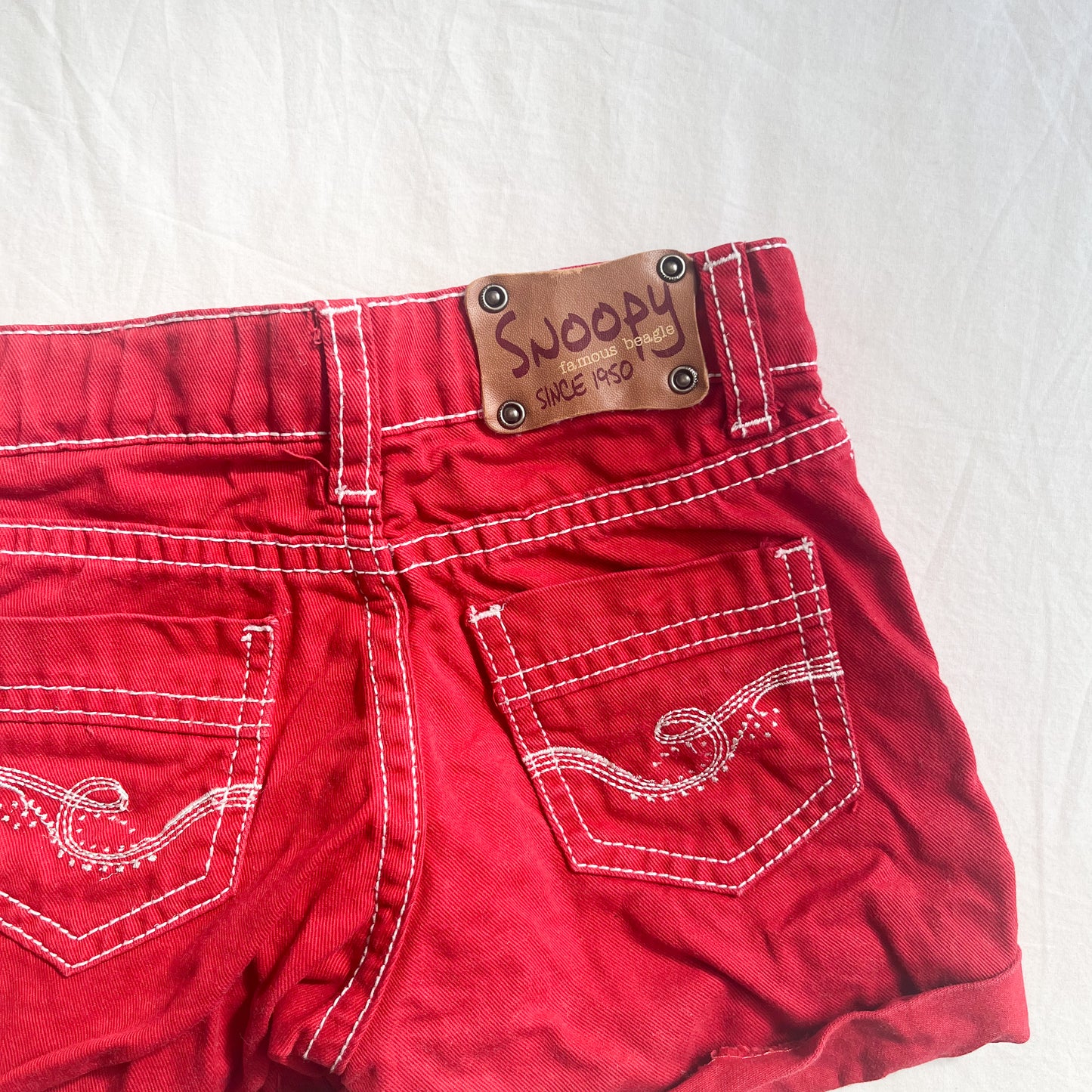 Snoopy denim shorts, size 2