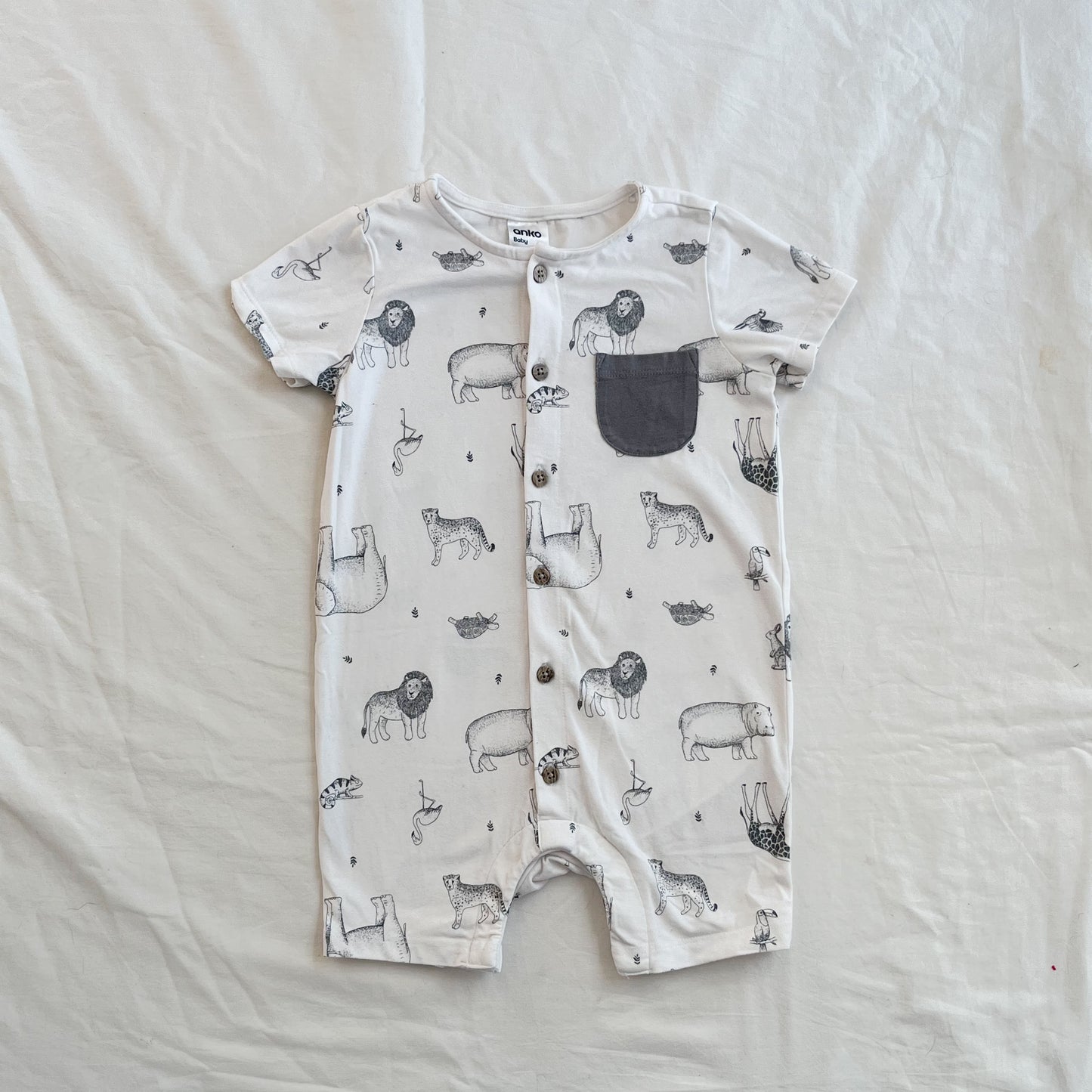 White animal romper, size 1
