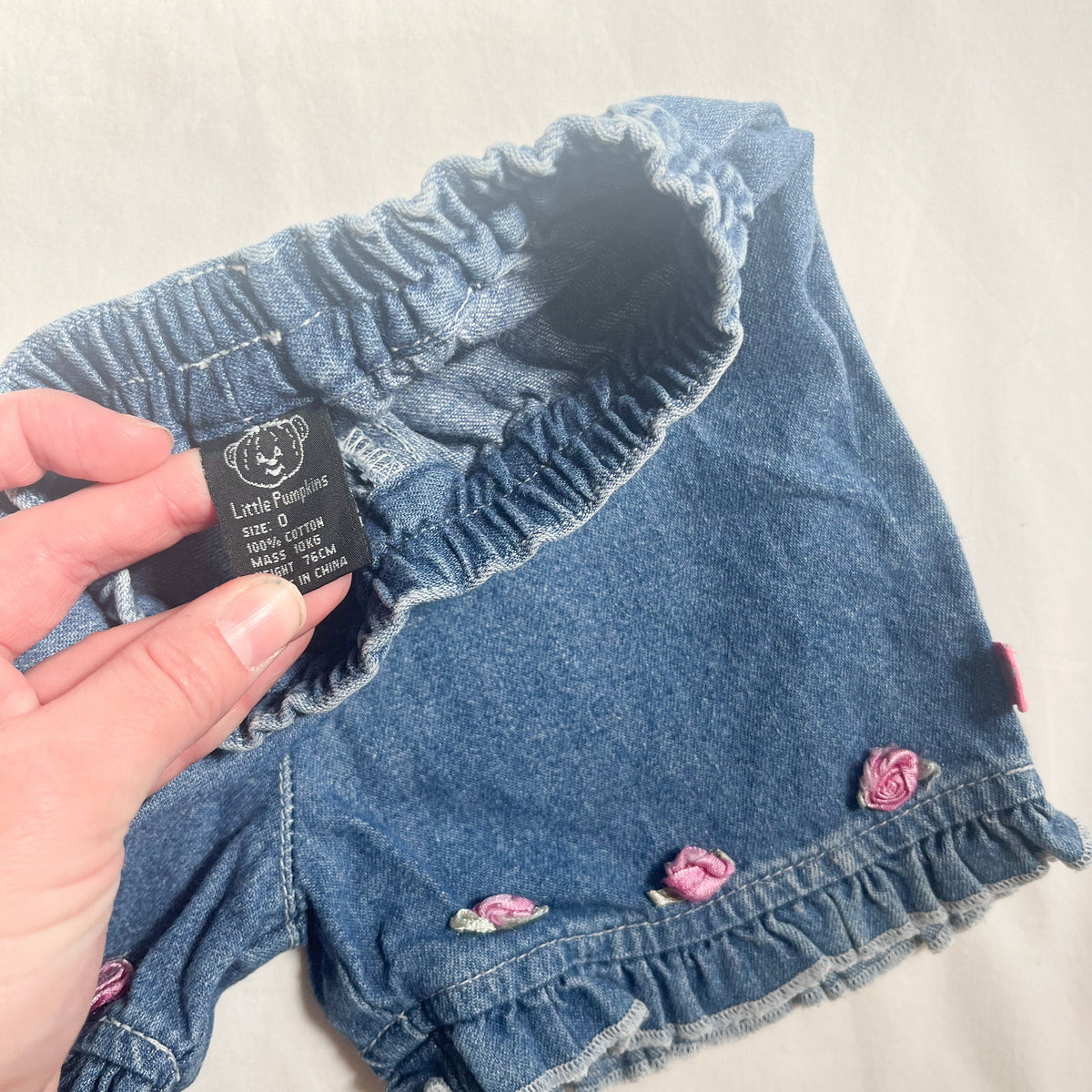 Little pumpkins denim shorts, 6-12m