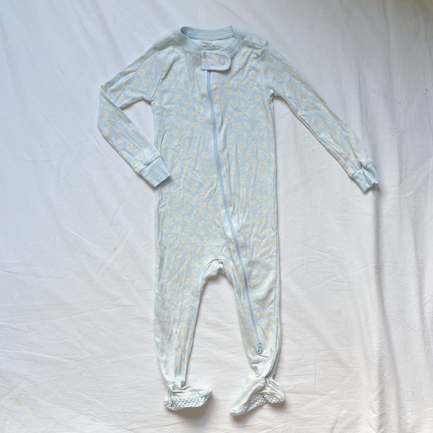 Blue daisy sleepsuit, size 12m