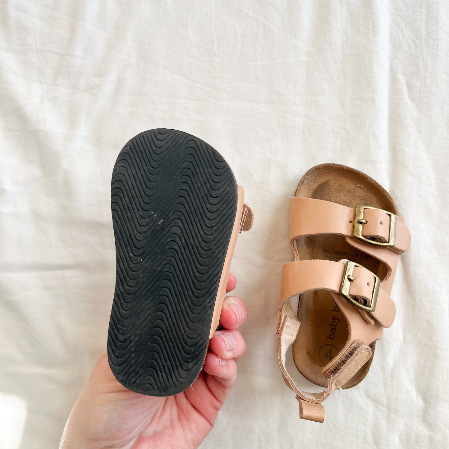 Tan sandals, US 4