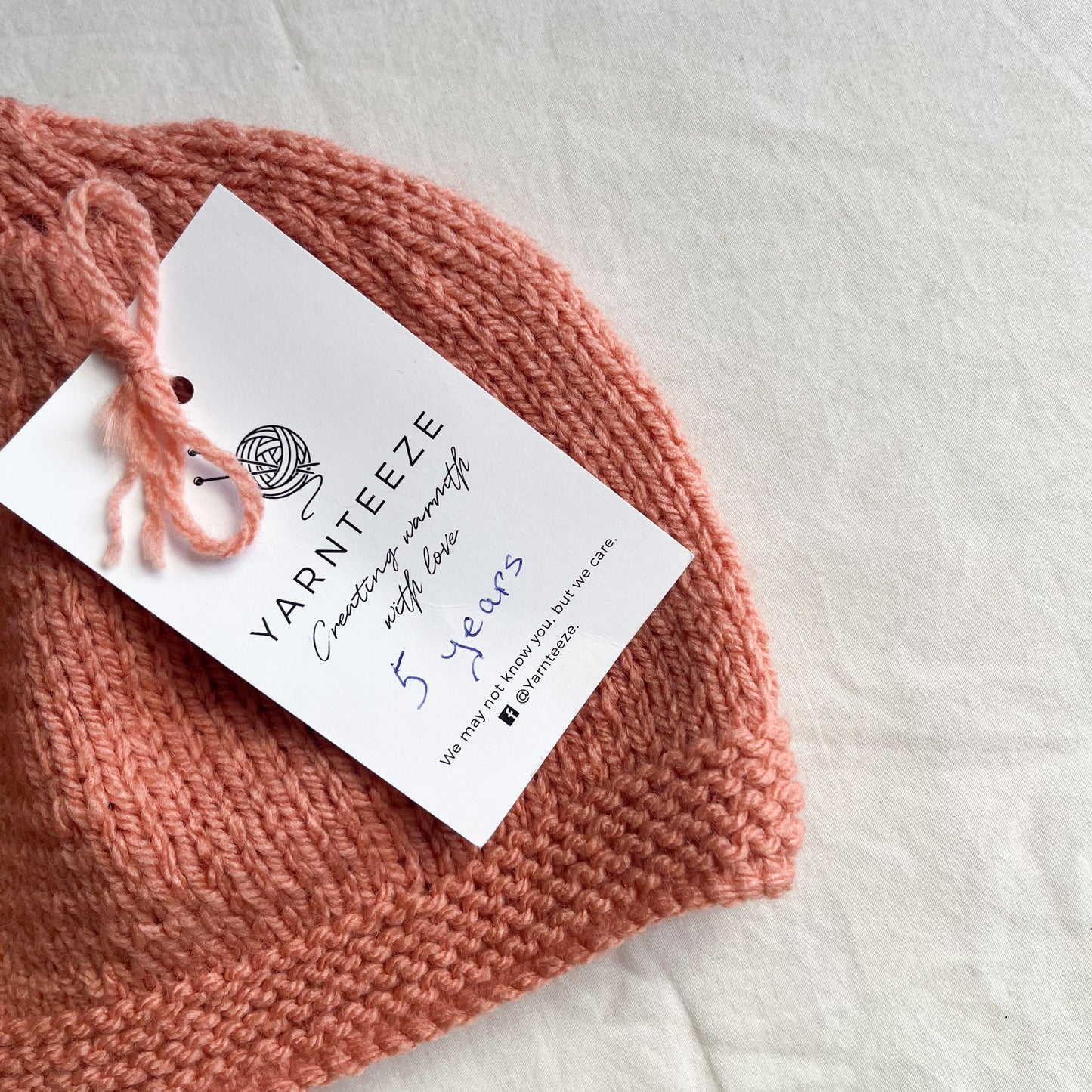 Hand knit beanie, size 2-4