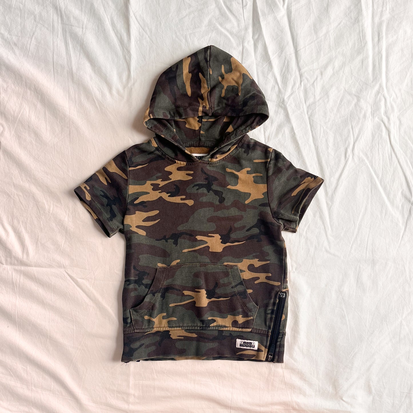 Lil Homme camo sleeveless sweater, size 3