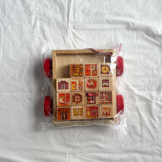 Melissa & Doug wooden blocks and cart