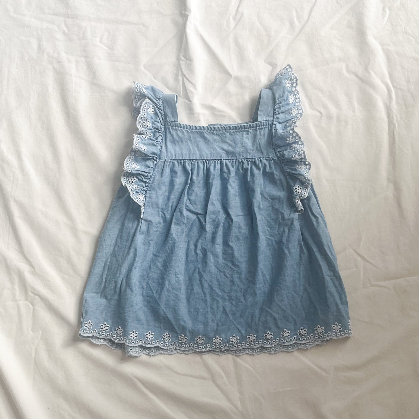 Denim frill top, size 2