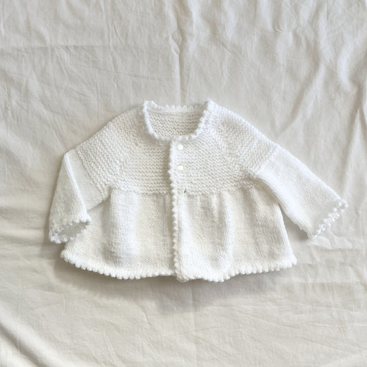 Hand knit cardi, aprox 0-3m