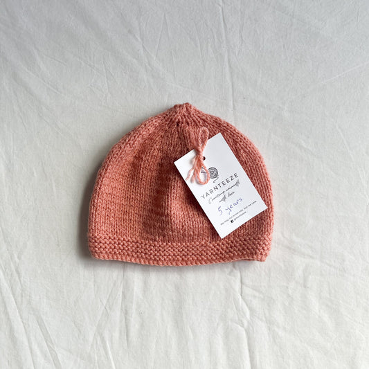 Hand knit beanie, size 2-4