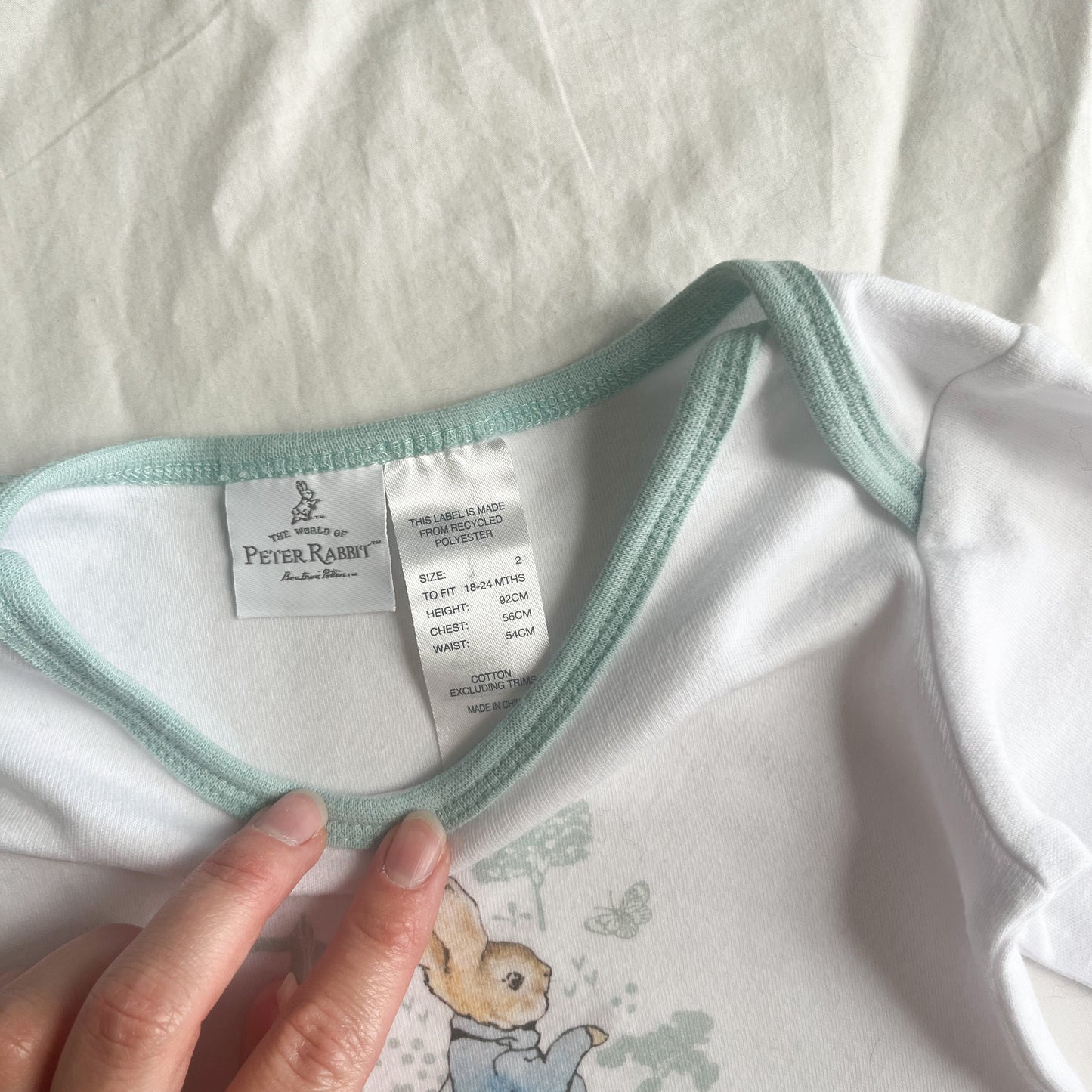 Peter rabbit bodysuit, size 2